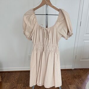 Copper Key Cream Gathered Dress